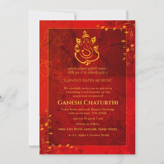 Ganesh Chaturthi Puja Invitation (Front)