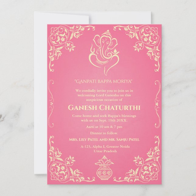 Ganesh Chaturthi Puja Invitation (Front)