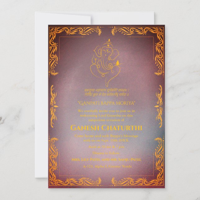 Ganesh Chaturthi Puja Invitation (Front)