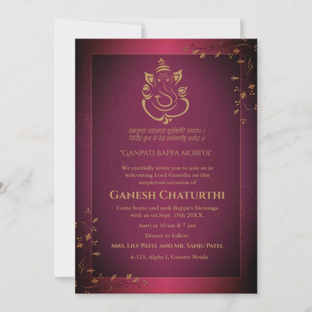 Ganesh Chaturthi Puja Invitation (Front)