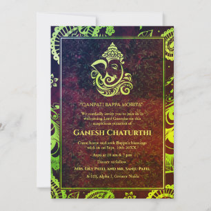 Ganesh Chaturthi Puja Roya Golden Elements Invitat Invitation