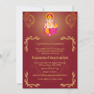Ganesh Chaturthi Puja Roya Golden Elements Invitation