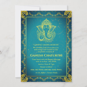 Ganesh Chaturthi Puja Roya Golden Elements Invitation