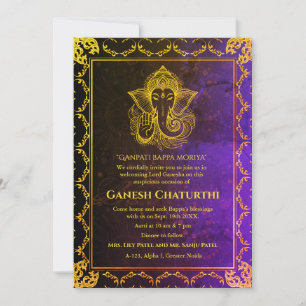 Ganesh Chaturthi Puja Roya Golden Elements Invitation