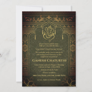 Ganesh Chaturthi Puja Roya Golden Elements Invitation