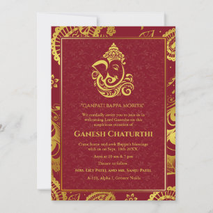 Ganesh Chaturthi Puja Roya Golden Elements Invitation