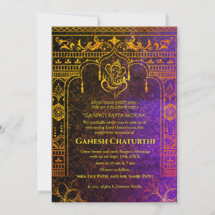 Ganesh Chaturthi Puja Roya Golden Elements Invitation