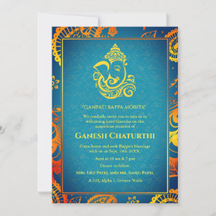 Ganesh Chaturthi Puja Roya Golden Elements Invitation
