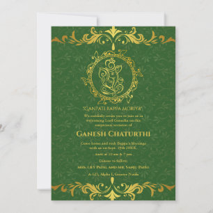 Ganesh Chaturthi Puja Roya Golden Elements Invitation