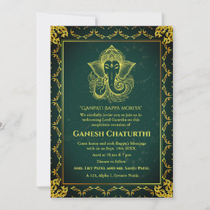 Ganesh Chaturthi Puja Roya Golden Elements Invitation