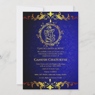 Ganesh Chaturthi Puja Roya Golden Elements Invitation
