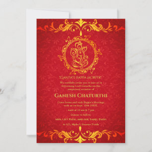Ganesh Chaturthi Puja Roya Golden Elements Invitation