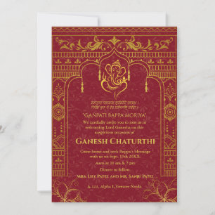 Ganesh Chaturthi Puja Roya Golden Elements Invitation