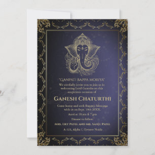 Ganesh Chaturthi Puja Roya Golden Elements Invitation