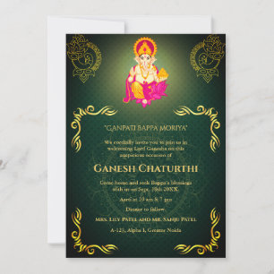 Ganesh Chaturthi Puja Roya Golden Elements Invitation