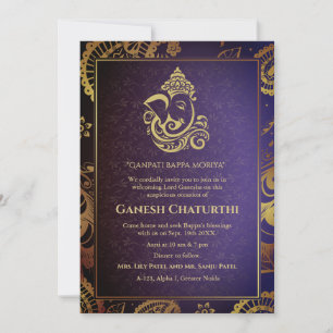 Ganesh Chaturthi Puja Roya Golden Elements Invitation