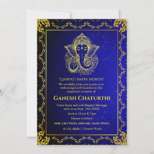 Ganesh Chaturthi Puja Roya Golden Elements Invitation