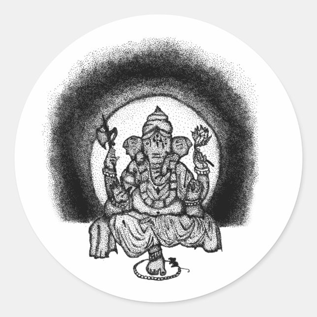ganesh classic round sticker (Front)