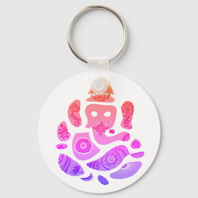 Ganesh Colourful Art Key Ring (Front)