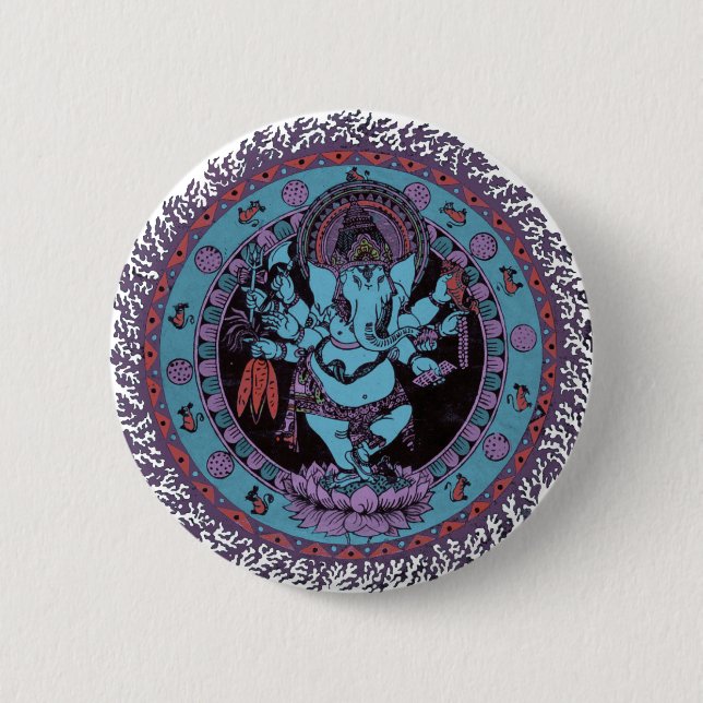 Ganesh Dancer 6 Cm Round Badge (Front)
