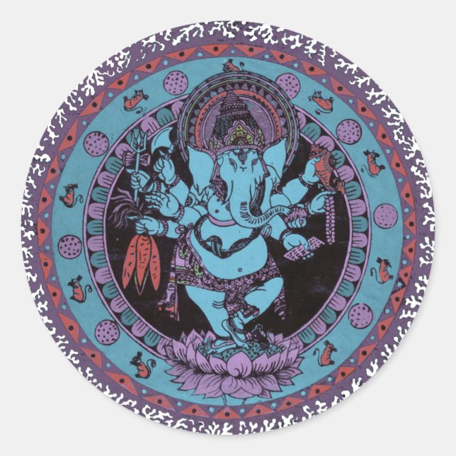 Ganesh Dancer Classic Round Sticker (Front)