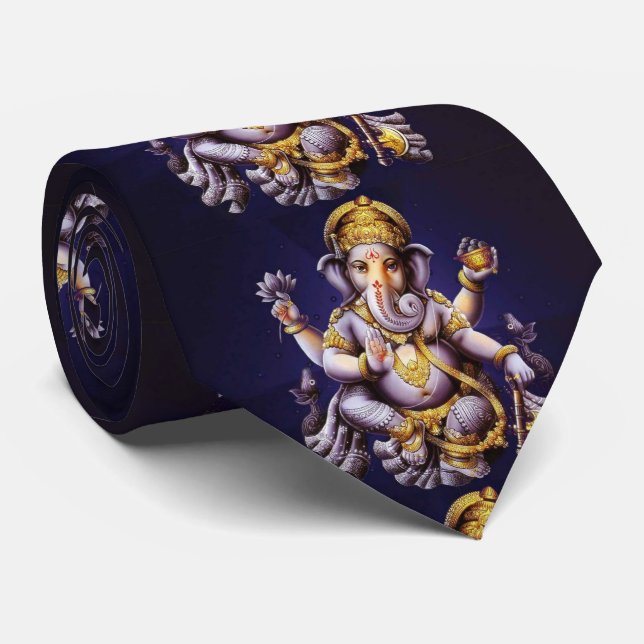 Ganesh Ganesha Hindu India Asian Elephant Deity Tie (Rolled)