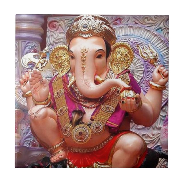 Ganesh Ganesha Hindu India Asian Elephant Deity Tile (Front)