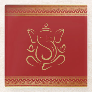 Ganesh glass coaster
