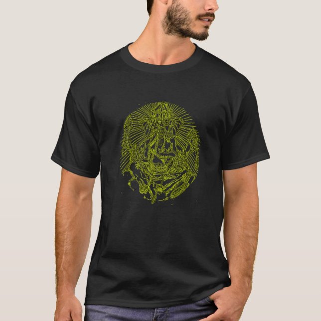 Ganesh God Spiritual Elephant Indian Animal Yoga H T-Shirt (Front)