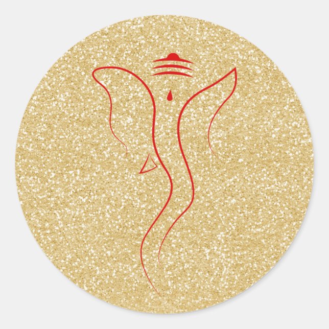 Ganesh Gold Classic Round Sticker (Front)