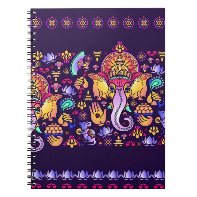 Ganesh Hindu God: Festive Seamless Notebook (Front)