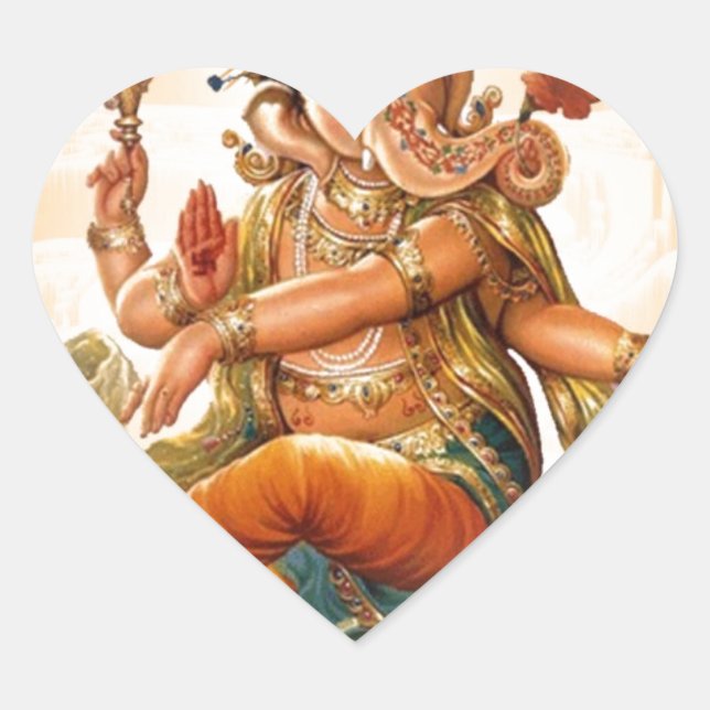 GANESH HINDU GOD HEART STICKER (Front)