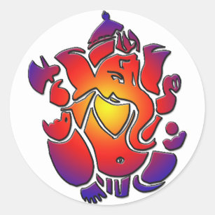 Ganesh in colours classic round sticker