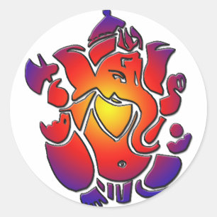 Ganesh in colours classic round sticker