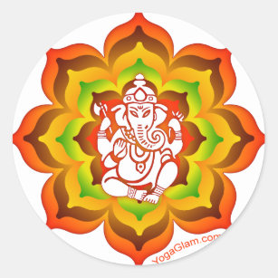 Ganesh in Lotus Classic Round Sticker