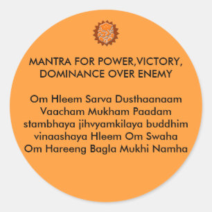 ganesh, MANTRA FOR POWER,VICTORY,DOMINANCE OVER... Classic Round Sticker
