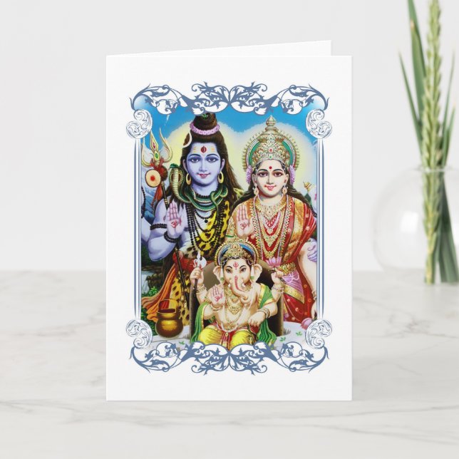 Ganesh, Shiva and Parvati, Lord Ganesha, Durga Card (Front)