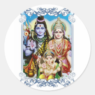 Ganesh, Shiva and Parvati, Lord Ganesha, Durga Classic Round Sticker