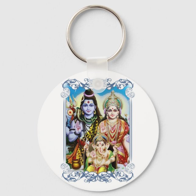 Ganesh, Shiva and Parvati, Lord Ganesha, Durga Key Ring (Front)