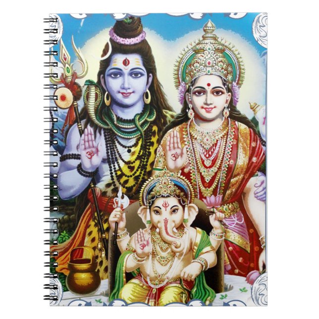 Ganesh, Shiva and Parvati, Lord Ganesha, Durga Notebook (Front)