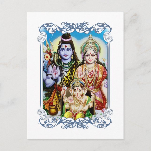 Ganesh, Shiva and Parvati, Lord Ganesha, Durga Postcard (Front)
