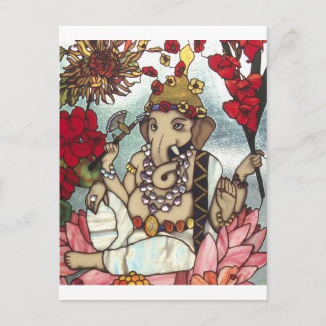 GANESH STAINED GLASS 12 FEB 2014.jpg Postcard (Front)
