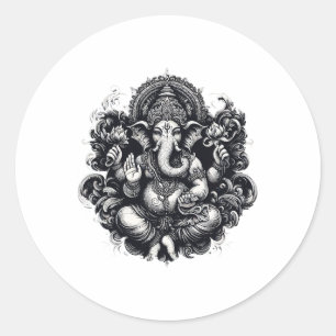 Ganesh Symbol Yoga Hindu Elephant God Ganesha Puja Classic Round Sticker