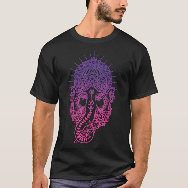 Ganesh Symbol Yoga Hindu Elephant Men Women Medita T-Shirt (Front)