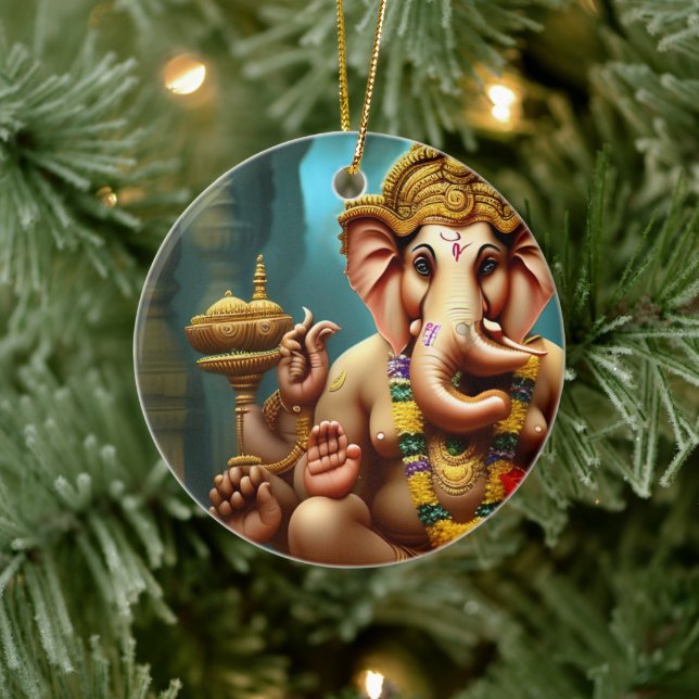 Ganesh Takes a Selfie Ceramic Tree Decoration (Tree)