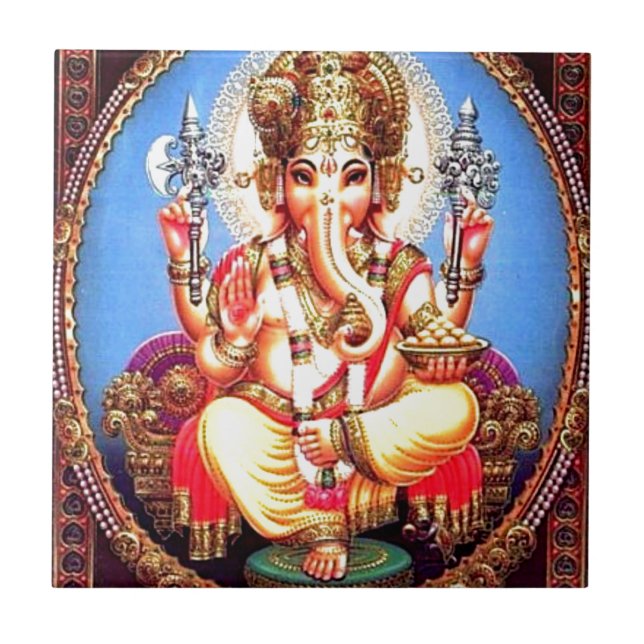 Ganesha (गणेश) Indian Elephant Tile (Front)