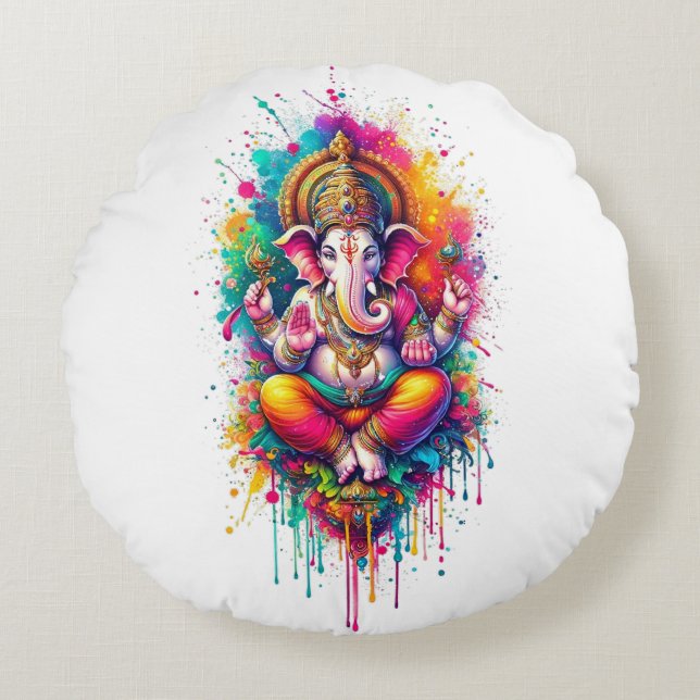 Ganesha 2 round cushion (Front)