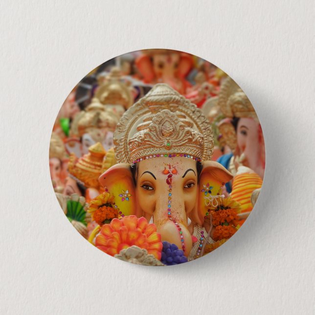 Ganesha 6 Cm Round Badge (Front)