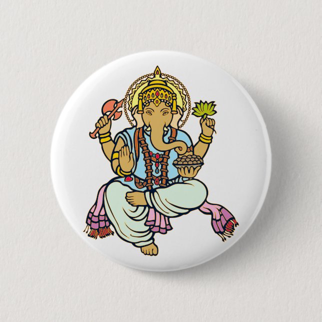 Ganesha 6 Cm Round Badge (Front)