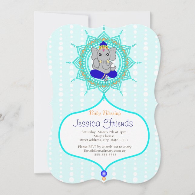 Ganesha boy Baby shower 5" x 7" invitation card (Front)